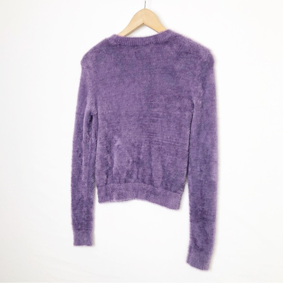 Sunday best purple eyelash crewneck pullover kitten sweater - Picture 5 of 12